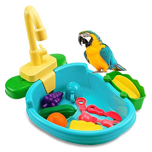 Bañera Loros Bañera Pájaro Accesorios de Ducha de Jaula de Pájaros Accesorios para Jaulas de Pájaros para Bañera Piscina Jaula para Pájaros con Grifo, Accesorio de Baño con Ducha para Periquito