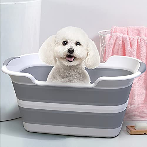 Bañera Plegable Multifuncional para Mascotas con Orificio de Drenaje, Portátil, Interior, Exterior, Plegable, Bañera, Bañera para Mascotas Pequeñas, Bañera para Cachorros, Gatos y Niños.