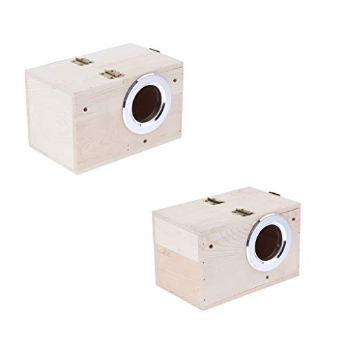 Baoblaze 2pcs Crianza de Madera Nido Caja Jaula Casa Agapornis Canario Pinzón