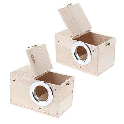 Baoblaze 2pcs Crianza de Madera Nido Caja Jaula Casa Agapornis Canario Pinzón