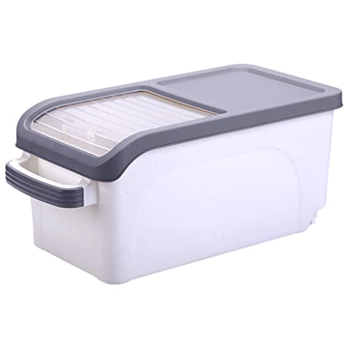 Baoblaze Contenedor de Almacenamiento de arroz, Contenedor de Comida para Gatos Cubo de harina, Cubo de Comida para Perros PP, Dispensador Organizador a Prueba - Gris 10KG