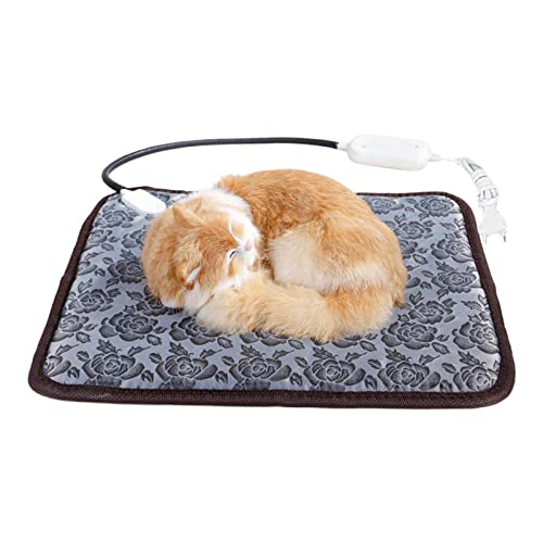 Baoblaze Gatos Perro Mascota Alfombrilla eléctrica con calefacción Manta Cama Interior, Interruptor de Control de Temperatura, Enchufe-UE - Flor 45x45cm