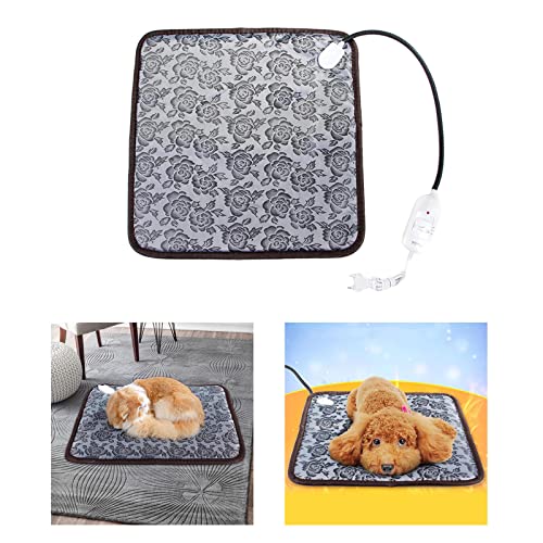 Baoblaze Gatos Perro Mascota Alfombrilla eléctrica con calefacción Manta Cama Interior, Interruptor de Control de Temperatura, Enchufe-UE - Flor 45x45cm