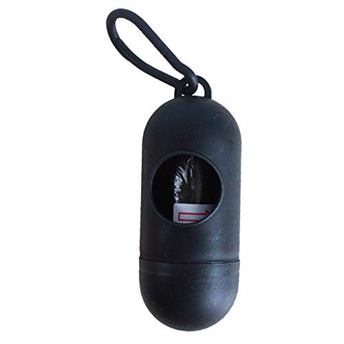 Baoblaze Portable Dog Poo Bags Carrier Cat Waste Bag Holder Dispenser con 1 Rollo de Bolsas a Prueba de Fugas para Mascotas Que Caminan, Caja de plástico PP - Negro