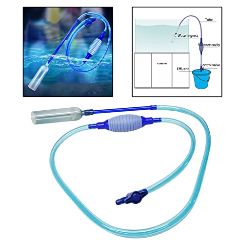 Baoblaze Tanque de Peces, Cambio de Agua, Limpiador de Grava, Flujo Manual, Tubo Suave Ajustable para Cambio de Agua - Azul