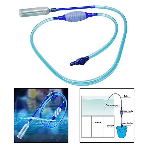 Baoblaze Tanque de Peces, Cambio de Agua, Limpiador de Grava, Flujo Manual, Tubo Suave Ajustable para Cambio de Agua - Azul