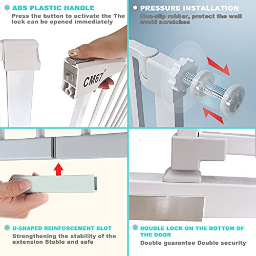 Barrera de Seguridad Extensible Sin Agujeros Barrera Escalera Sistema de Cierre Automtico Dog Puerta Mxima Polivalencia para Nios y Juguetes(103-110cm Blanco)