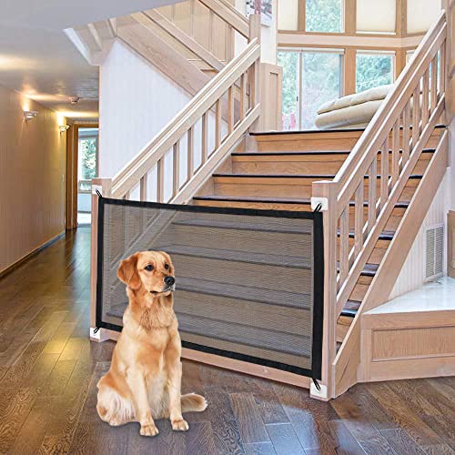 Barrera para Perros Barrera de Escaleras de Seguridad para Perros Puerta Seguridad para Gato, Portón portátil y Plegable para Separar bebés y Mascotas, 110x72cm, Blanca