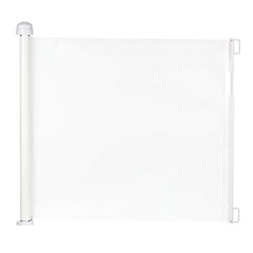 Barrera Seguridad Niños 0cm-140cm Puerta Seguridad de Bebé ExtensiblesRetráctil Puertas de Seguridad para Niños Mascotas Velocidad Regulable Valla de Malla para Escaleras, Pasillos, Puertas Blanca