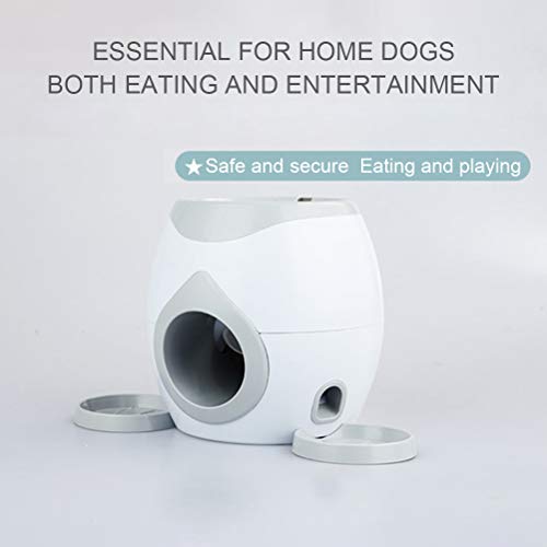 BASOYO Automatic Pet Feeder Fetch Tennis Ball Launcher Interactive Dog Training Toys Interactive Tennis Ball Throwing Machine with 2 Tennis, 1 Feeding Spoon