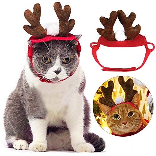 BBLL Christmas Dog Diademas Cornamenta Suministros para Mascotas Perro Gato Ciervo Diadema Decoración Teddy Perro Cornamenta Perro Caballero Tocado