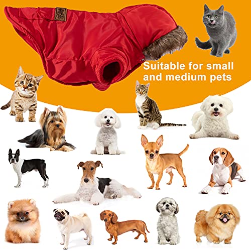 BCASE, Abrigo para Perro, con Capucha de Pelos, Ropa para Mascotas, Resistente al Agua y al Viento con Forro Interior de Algodón Suave y Cálido, Perros y Gatos. Color Rojo. Tallas S, M, L y XL