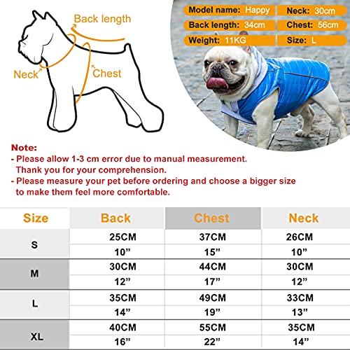 BCASE, Chaleco para Mascota, Impermeable con Capucha, Abrigo de Invierno con Interior Acolchado y Cierre de Velcro. Ropa para Perro, Ropa para Gato, Color Azul Eléctrico. Tallas S, M, L y XL