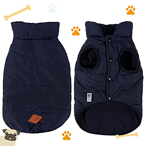 BCASE, Chaleco para Mascota, Ropa de Invierno Cálida y Resistente al Frío, Interior con Forro Acolchado, Ropa para Gato, Ropa para Perro, Color Azul Marino. Tallas S, M, L y XL