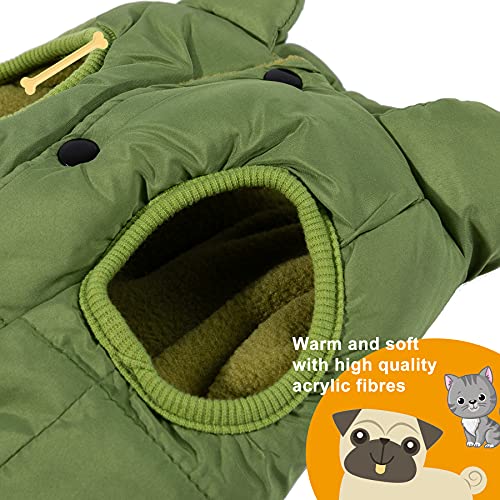 BCASE, Chaleco para Mascota, Ropa de Invierno Cálida y Resistente al Frío, Interior con Forro Acolchado, Ropa para Gato, Ropa para Perro, Color Verde. Tallas S, M, L y XL