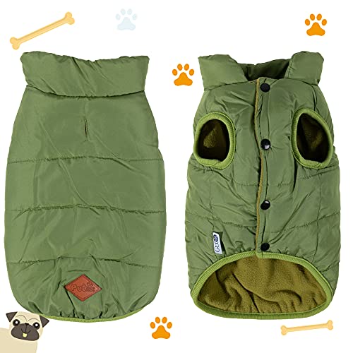 BCASE, Chaleco para Mascota, Ropa de Invierno Cálida y Resistente al Frío, Interior con Forro Acolchado, Ropa para Gato, Ropa para Perro, Color Verde. Tallas S, M, L y XL