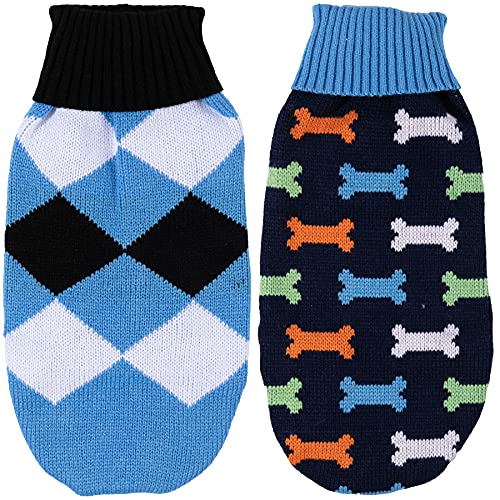 BCASE, Pack 2 Suéter para Mascotas Miniatura o Pequeño, Ropa de Perros, Ropa de Gatos, Suéter Cálido para Invierno, Jersey para Mascotas, Ropa de Diseño, Variedad en Diseños. Tallas S, M, L y XL