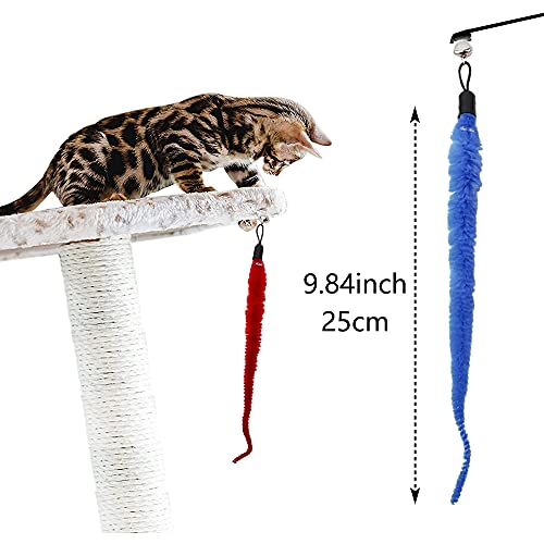 BDHI 25pcs 5 colores gato gusano juguetes reemplazo gusano divertidos juguetes con campanas para mascotas gatos perros (P01-25)