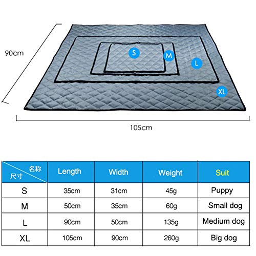 beautyhe Colchon Perro Impermeable Antideslizante Alfombra Enfriadora Durable Colchon Impermeable Exterior para Perros Gato PequeñOs Y Medianos Grandes Gray,Large