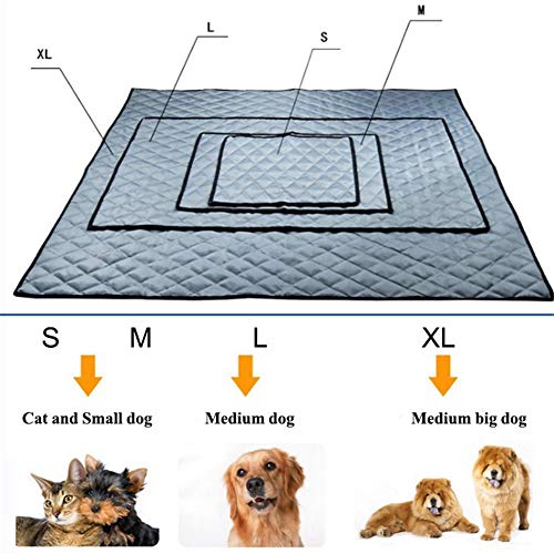 beautyhe Colchon Perro Impermeable Antideslizante Alfombra Enfriadora Durable Colchon Impermeable Exterior para Perros Gato PequeñOs Y Medianos Grandes Gray,Large