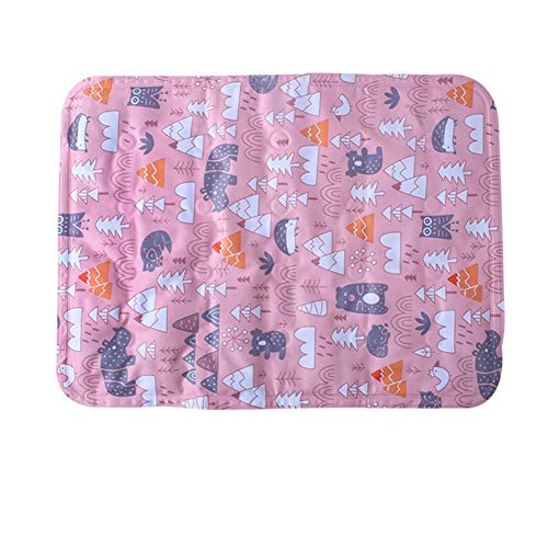 beautyhe Colchon Perro Lavable Antideslizante Gel No Tóxicas Alfombra Enfriadora Dibujos Animados Durable Resistente Colchon Impermeable Exterior para Perros Gato Pink,Medium