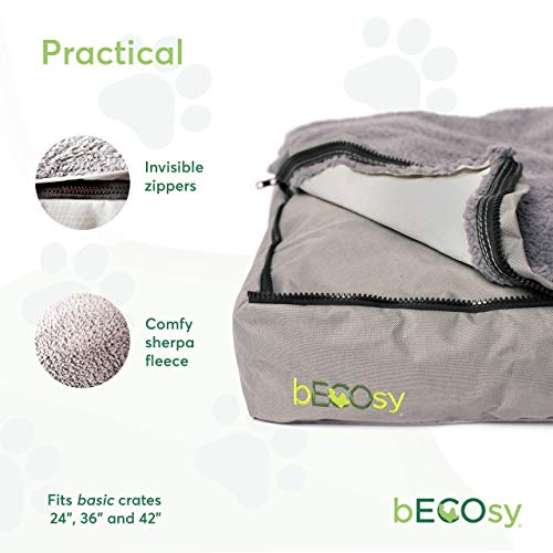 BECOsy® - Cama para mascotas 100% vegana, 100% látex natural, color gris, duradera, suave y acogedora, impermeable y lavable a máquina, mantiene su forma, ortopédica (grande - 42 pulgadas)