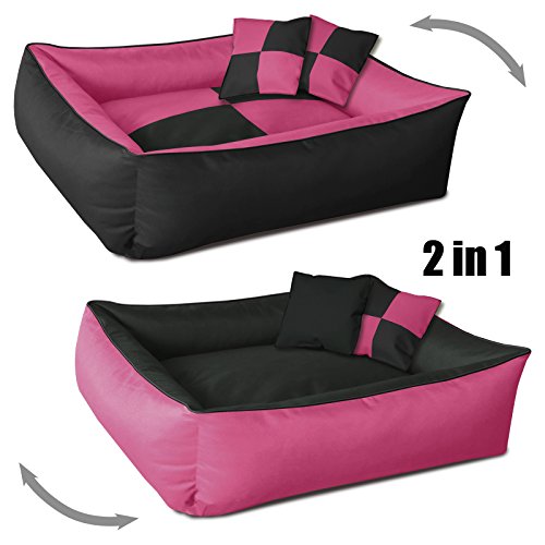 BedDog® 2en1 colchón para Perro MAX Quattro XXL Aprox. 120X85 cm, 9 Colores, Cama, sofá,Cesta para Perro, Rosa/Negro