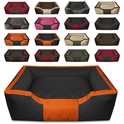 BedDog® Bruno Negro/Naranja XXXL Aprox. 150x110cm colchón para Perro, 15 Colores, Cama para Perro, sofá para Perro, Cesta para Perro