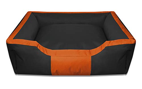 BedDog® Bruno Negro/Naranja XXXL Aprox. 150x110cm colchón para Perro, 15 Colores, Cama para Perro, sofá para Perro, Cesta para Perro