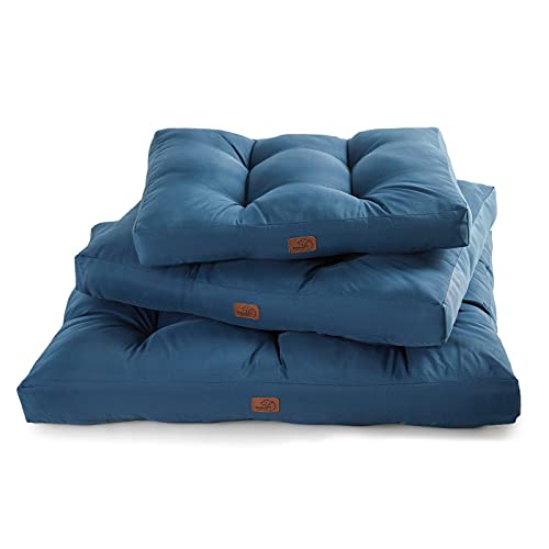 Bedsure Cama Perro Impermeable Grande - Colchón Perro Lavable para Verano, Cojín Perro Antipelo y Suave, Azul Oscuro, L, 91x68x10 cm