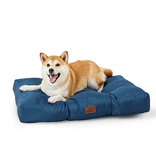 Bedsure Cama Perro Impermeable Grande - Colchón Perro Lavable para Verano, Cojín Perro Antipelo y Suave, Azul Oscuro, L, 91x68x10 cm