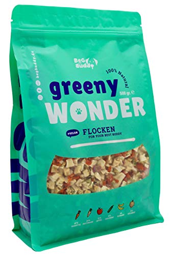 BeG Buddy Premium Vegetal Perro con zanahoria y calabacín, naturalmente sin aditivos, copos de verduras sin gluten, sin cereales, suplemento barf de 500 g