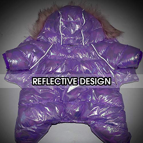 Beirui Abrigo Impermeable para Perros pequeños para Invierno – cálido Acolchado para Cachorros de Mascotas –Lindo Sudadera con Capucha Ropa para Perros pequeños, Gatos Cachorros (Morado, Pecho 45 cm)