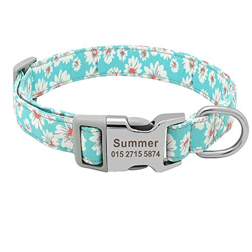 Beirui - Collar de perro de nailon con placa identificadora personalizable, estilo étnico, suave, para perros pequeños, medianos y grandes, con hebilla ligera