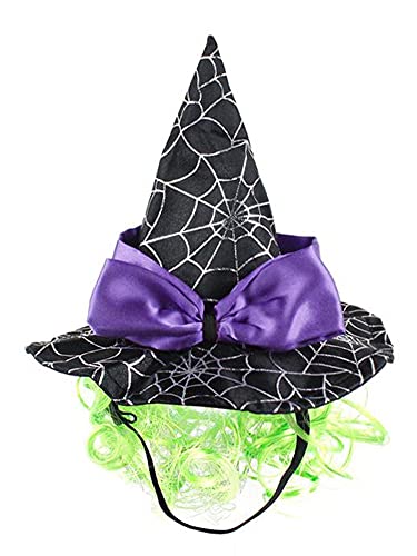 Beito Mascota Halloween Sombrero Mascota Disfraz de Halloween Halloween Mascota Sombrero Perro Bruja Sombreros Cachorro araña Web Cosplay Traje Gorra para Fotos Accesorios de Disfraz de Mascotas