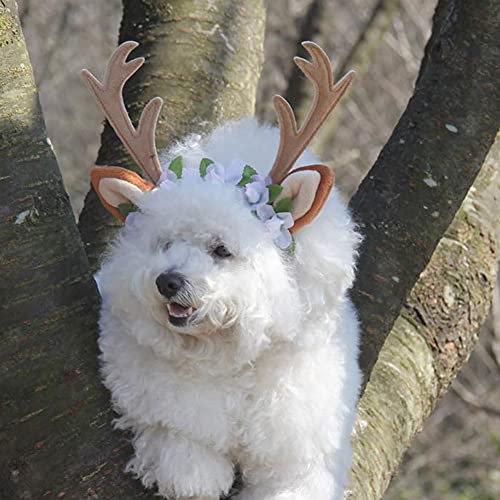 Beito Mascota Navidad Diadema Mascota Traje de Mascota Diadema Reno astas Tocado Headwear Navidad Vacaciones Cabeza Desgaste Navidad Diadema para Perros Gatos l