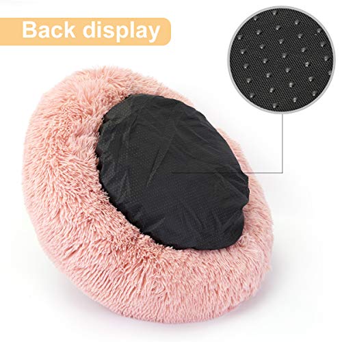 Belababy Bundle Savings – La cama original para perro de peluche calmante en tamaño pequeño de 36 x 36 pulgadas y manta para mascotas en 40 x 48 pulgadas, color rosa