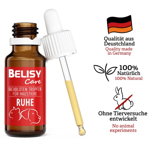 BELISY Calma de flores de Bach para perros y gatos, calmante contra la ansiedad y el estrés, mezcla original según Dr. Bach, gotas de emergencia para calmar a las mascotas, 20 ml