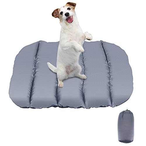 Beowanzk Cama Perro/Gato Antiestres Antimordeduras Elevada Cojin Colchon Perro Lavable Colchoneta Viaje Relajantes Cunas para Perros Exterior Impermeables Plegable Portatil(pequeño, Gris)