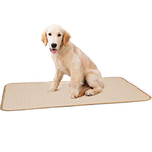 BePetMia Alfombras Lavables y Superabsorbentes, Pee Pad Sanitarias Reutilizables para Jaulas, Cama, Vehiculos, Soluciones para Cachorros y Perros Que Padecen Incontinencia (L: 100x67cm, Beige)