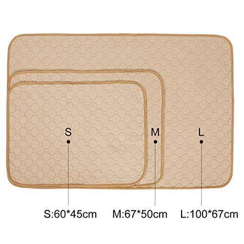 BePetMia Alfombras Lavables y Superabsorbentes, Pee Pad Sanitarias Reutilizables para Jaulas, Cama, Vehiculos, Soluciones para Cachorros y Perros Que Padecen Incontinencia (L: 100x67cm, Beige)