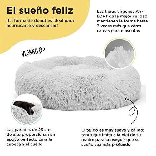 Best Friends by Sheri La cama original para gato y perro de Donut en piel peluda, lavable a máquina, extraíble con cremallera, tamaño mediano, escarcha