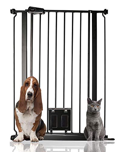 Bettacare Barrera de Seguridad con Bloqueable Solapa de Gato (75cm - 84cm, Negro)