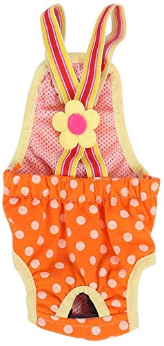 BIGBIGWORLD Pantalones sanitarios para perro, para mujer, perro, cachorro, pañal, pañal, perrito, gatito, fisiológico, con tirantes menstruales, pantalones de ropa interior (S, naranja)