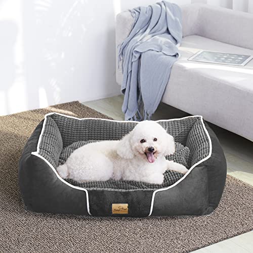 BingoPaw Cama Antiestres Perro,Cama Perros Medianos Cama para Perros Viscoelastica Cama de Perro Desenfundable Cama Perros Impermeable Lavable con Cojín Suave Cómodo Color Gris (L) 78X62 x 20cm