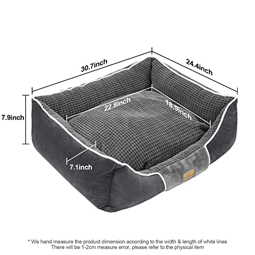 BingoPaw Cama Antiestres Perro,Cama Perros Medianos Cama para Perros Viscoelastica Cama de Perro Desenfundable Cama Perros Impermeable Lavable con Cojín Suave Cómodo Color Gris (L) 78X62 x 20cm