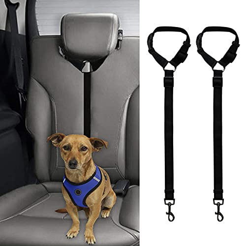 Bncxdc Cinturón de Seguridad para Perros, Paquete de 2 cinturón Perro Coche, Medianas y Grandes, cinturón de Seguridad para Coche con Correa de amortiguación elástica Impermeable