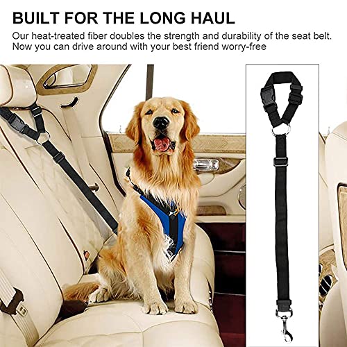 Bncxdc Cinturón de Seguridad para Perros, Paquete de 2 cinturón Perro Coche, Medianas y Grandes, cinturón de Seguridad para Coche con Correa de amortiguación elástica Impermeable