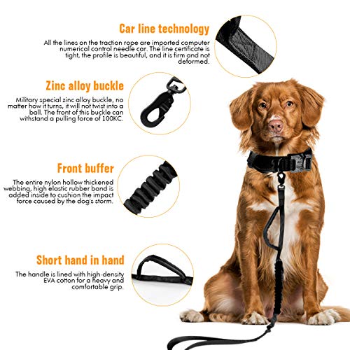 Bociks Collar Táctico de Nailon Ajustable K9 para Perro,Hebilla de Metal Resistente con Mango, Correa Táctica para Perro, Correa de Nailon Militar para Perro, Correa para Perro y Colla,Negro-XL