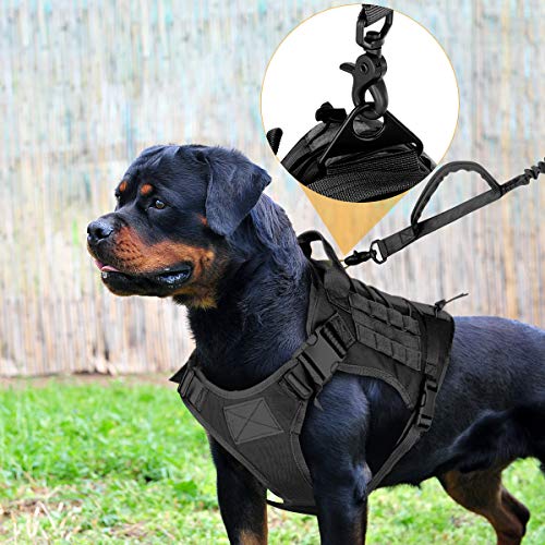 Bociks Pettorina tattica Media e Grande per cani, Gilet Militare per cani con maniglie, Gilet MOLLE per cani da pattuglia da lavoro, imbracatura per cani regolabile e Borsa Molle(Nero-XL)